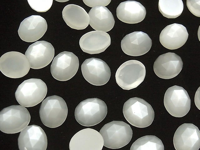 Hochwertiger Weißer Mondstein AAA Oval Rosenschliff 12x10mm 2Stücke