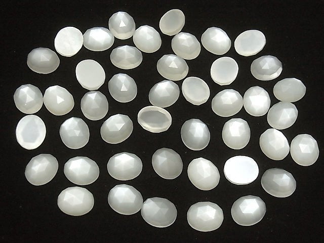 Hochwertiger Weißer Mondstein AAA Oval Rosenschliff 12x10mm 2Stücke
