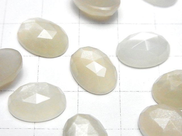 Hochwertiger weißer Mondstein AA++ ovaler Rosenschliff 14x10mm 1Stück