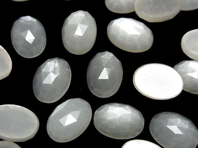 Hochwertiger weißer Mondstein AA++ ovaler Rosenschliff 14x10mm 1Stück