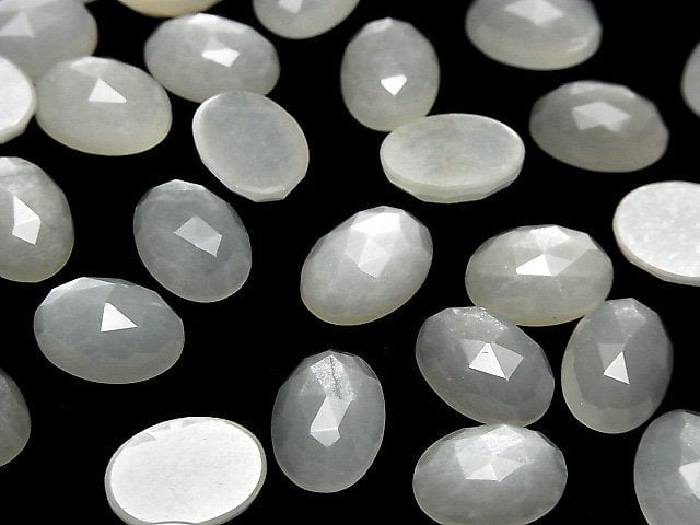 Hochwertiger weißer Mondstein AA++ ovaler Rosenschliff 14x10mm 1Stück