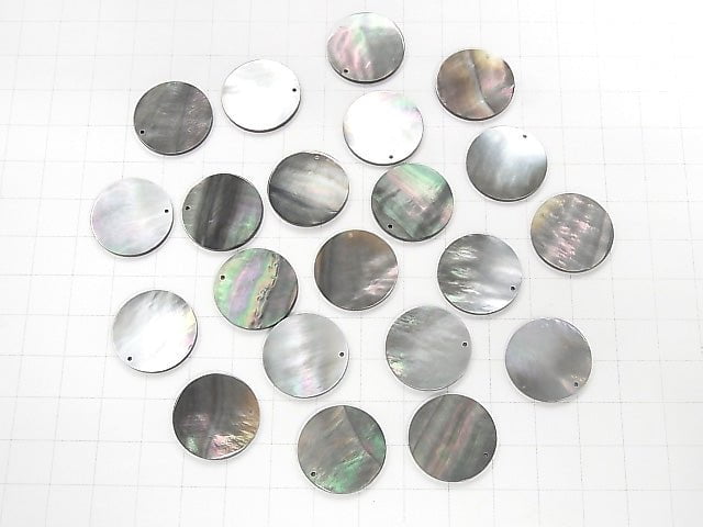 Hochwertige Schwarze Muschel (Schwarzlippenauster) AAA Münze 20x20mm 2Stk