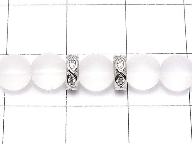 Metal parts Rondelle 6x6x2mm Silver (with CZ) 2pcs