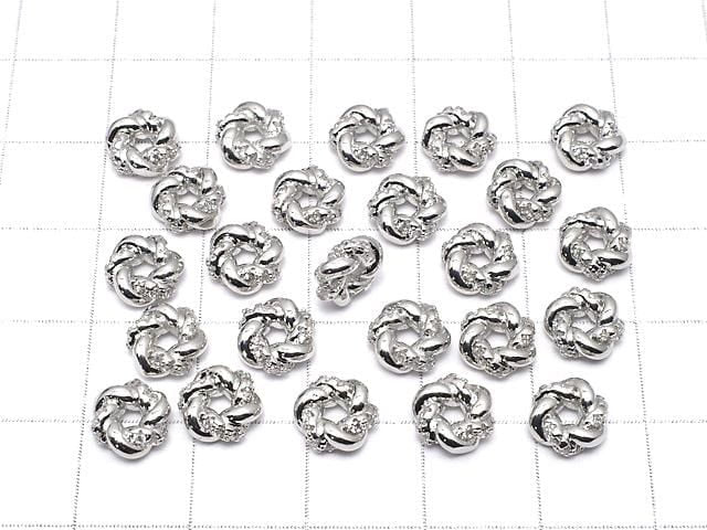 Pièces métalliques Rondelle 7x7x3mm Argent (avec zircone cubique) 2 pcs
