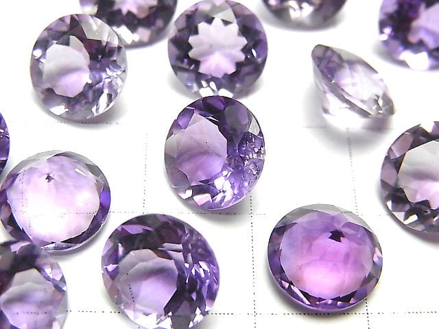 Hochwertig! Amethyst AAA- loser Stein runder facettierter 10x10mm 3 Stück