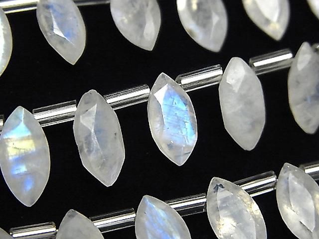 Hochwertiger Regenbogen-Mondstein AA++ Marquise facettiert 10x5mm 1 Strang Perlen (18 Stück)