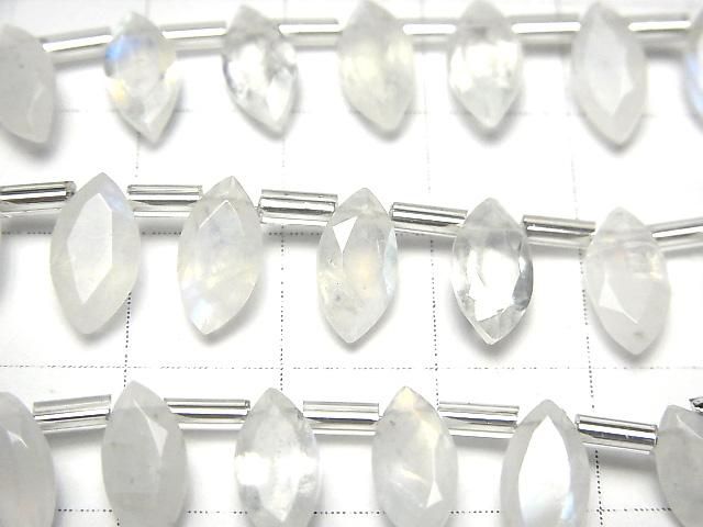 Hochwertiger Regenbogen-Mondstein AA++ Marquise facettiert 10x5mm 1 Strang Perlen (18 Stück)