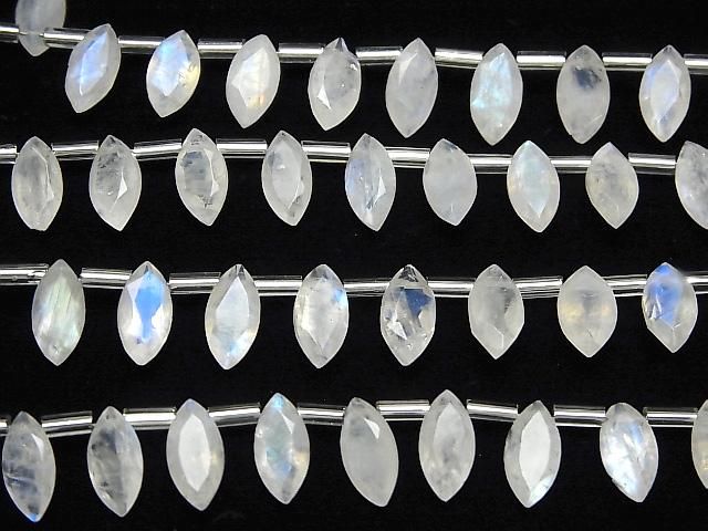 Hochwertiger Regenbogen-Mondstein AA++ Marquise facettiert 10x5mm 1 Strang Perlen (18 Stück)
