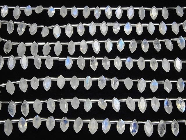 Hochwertiger Regenbogen-Mondstein AA++ Marquise facettiert 10x5mm 1 Strang Perlen (18 Stück)