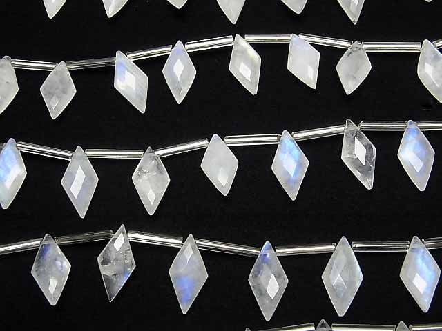 Hochwertiger Regenbogen-Mondstein AA++ Diamantform 16x8mm 1 Strang Perlen (8 Stück)