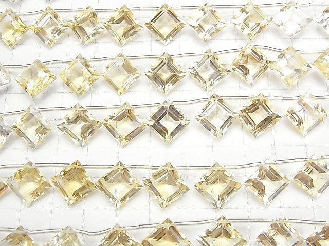 Hochwertiger Citrin AAA Diamant facettiert 14x14mm halbe oder 1 Strang Perlen (8 Stück)