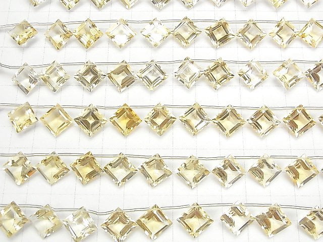 Hochwertiger Citrin AAA Diamant facettiert 14x14mm halbe oder 1 Strang Perlen (8 Stück)
