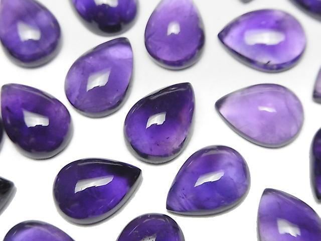 Hochwertiger Amethyst AA++ Tropfenform Cabochon 14x10mm 2Stk