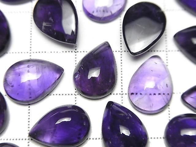 Hochwertiger Amethyst AA++ Tropfenform Cabochon 14x10mm 2Stk