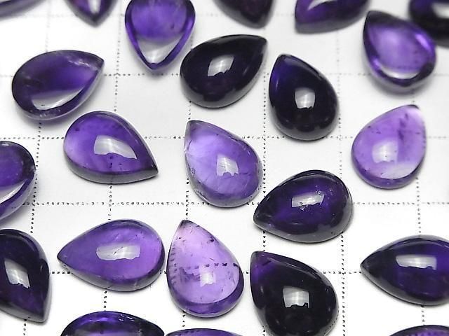 Hochwertiger Amethyst AA++ Tropfenform Cabochon 14x10mm 2Stk