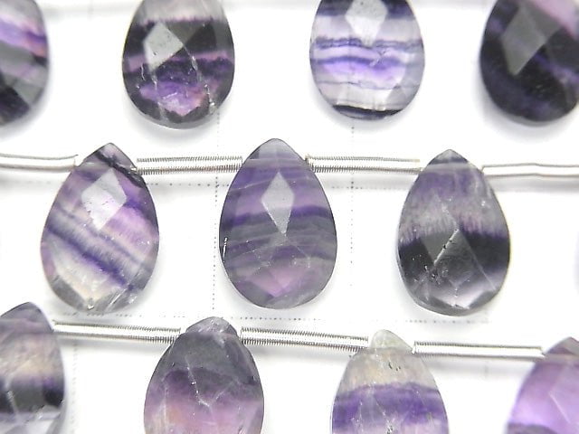 Lila Fluorit AA++ Tropfenform facettiert Briolette 12x8mm 1 Strang Perlen (13 Stück)