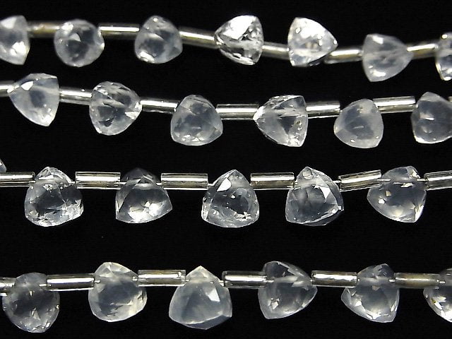 Hochwertiger Milchquarz AAA 3D Dreieck Schnitt 6x6x6mm halb oder 1Strang Perlen (18Stück)