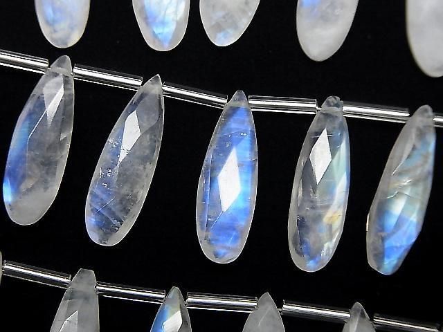 High Quality Rainbow Moonstone AA++ Pear shape Faceted Briolette 20x6mm 1strand beads (7pcs)