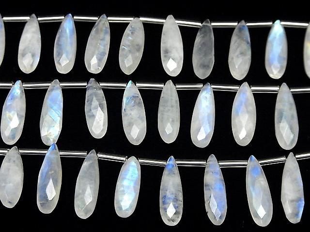 High Quality Rainbow Moonstone AA++ Pear shape Faceted Briolette 20x6mm 1strand beads (7pcs)