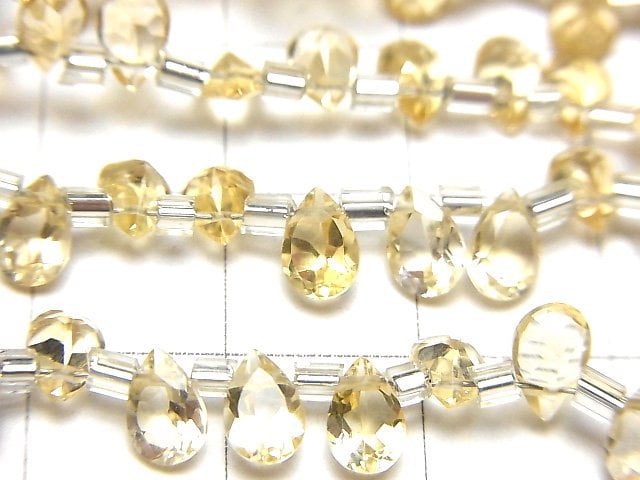 Hochwertiger Citrin AAA Birnenform Facettiert 6x4mm halbe oder 1 Strang Perlen (48 Stück)