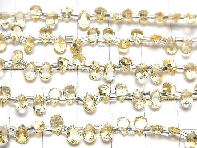 Hochwertiger Citrin AAA Birnenform Facettiert 6x4mm halbe oder 1 Strang Perlen (48 Stück)