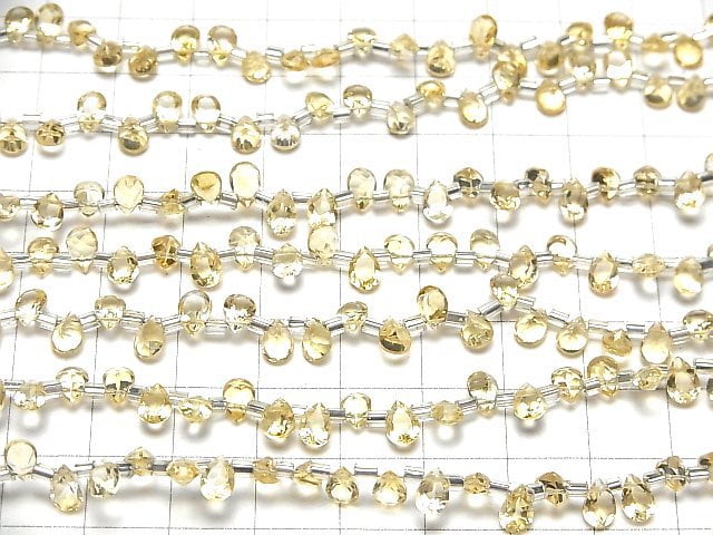 Hochwertiger Citrin AAA Birnenform Facettiert 6x4mm halbe oder 1 Strang Perlen (48 Stück)