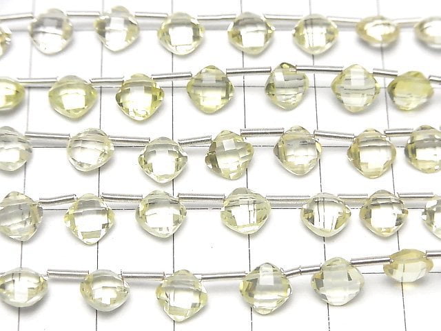 Hochwertiger Brasilianischer Zitronenquarz AAA Diamantform (Kissen-Schliff) 7x7mm halb oder 1 Strang Perlen (18 Stück)