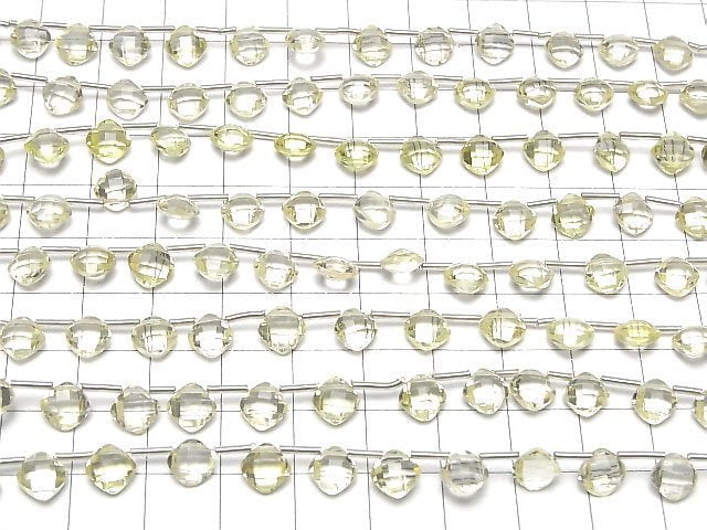 Hochwertiger Brasilianischer Zitronenquarz AAA Diamantform (Kissen-Schliff) 7x7mm halb oder 1 Strang Perlen (18 Stück)