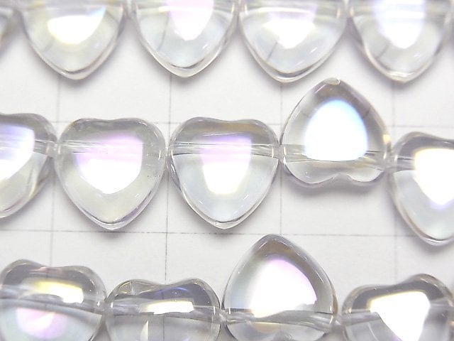 Aqua Kristall Herz 10x10x4mm halb oder 1strang Perlen (ca. 15 Zoll / 38 cm)