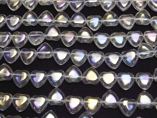Aqua Kristall Herz 10x10x4mm halb oder 1strang Perlen (ca. 15 Zoll / 38 cm)