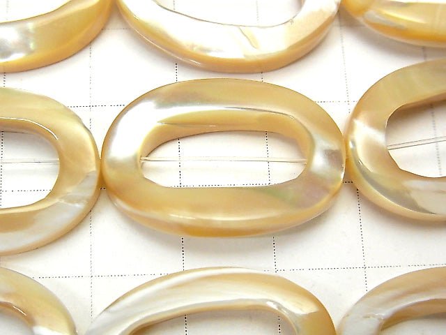 Mother of Pearl MOP Beige Donut Shape Twist Oval 25x18x4mm half or 1strand beads (aprx.14inch/35cm)