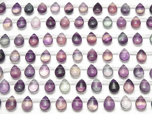 Multicolor Fluorit AAA- Birnenform (glatt) 14x10mm 1Strang Perlen (ca. 7Zoll / 18cm)