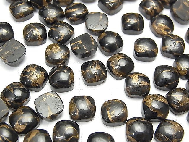Copper Obsidian AAA Square Cabochon 8x8mm 5pcs
