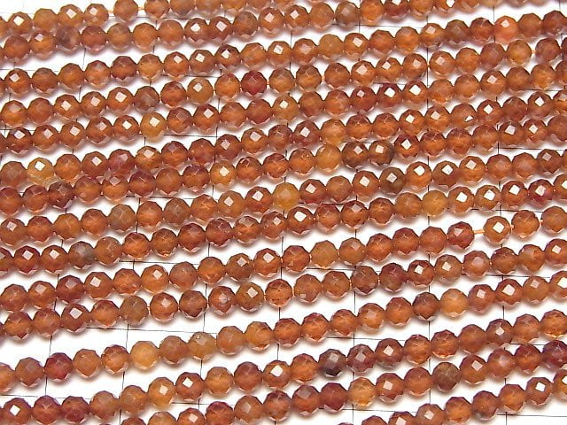 High Quality! Hessonite Garnet AAA- Faceted Round 4mm 1strand beads (aprx.15inch/37cm)
