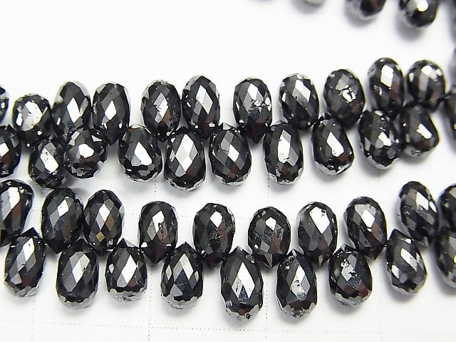 Black Diamond AAA Drop Faceted Briolette 3pcs