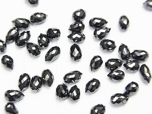 Schwarzer Diamant AAA Tropfen Facettiert Briolette 3 Stück