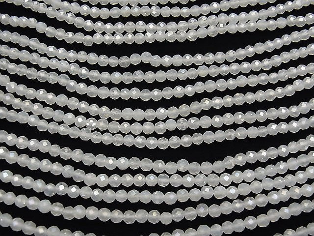 Hochwertig! Weißer Chalcedon AAA Facettiert Rund 4mm Beschichtung 1Strang Perlen (ca. 15Zoll / 37cm)