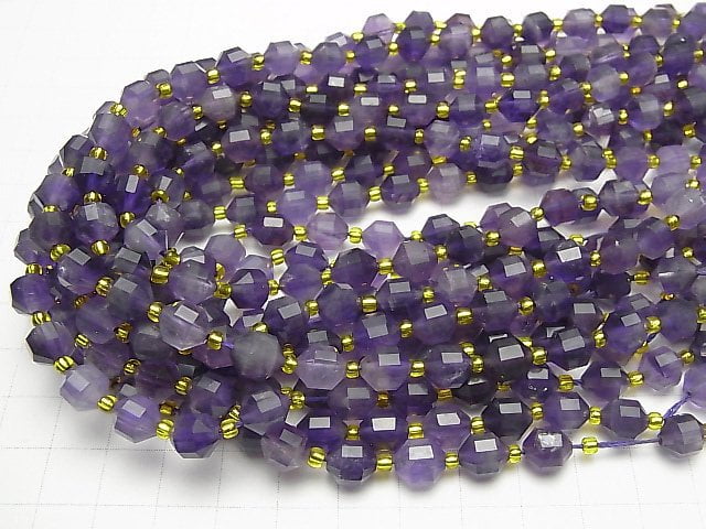 Amethyst AA+ Doppelspitzen facettierte Röhre 8x7mm 1 Strang Perlen (ca. 15 Zoll / 36 cm)