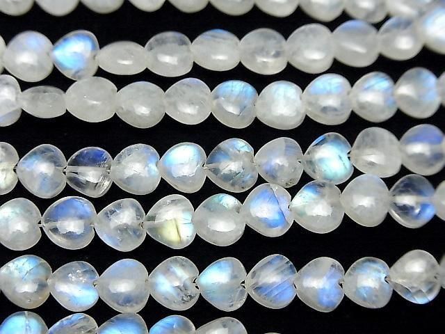 Regenbogen-Mondstein AA++ Vertikales Loch Herz 6x6mm halb oder 1Strang Perlen (ca. 6 Zoll / 16 cm)