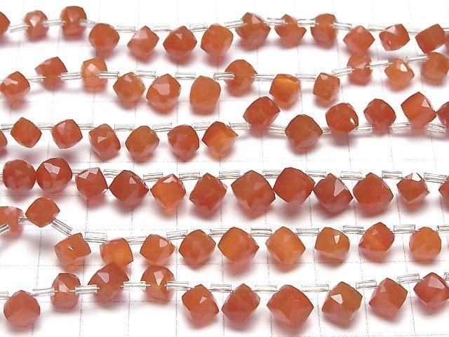 Hochwertiger Roter Achat AAA Würfelform 1 Strang Perlen (ca. 7 Zoll / 18 cm)