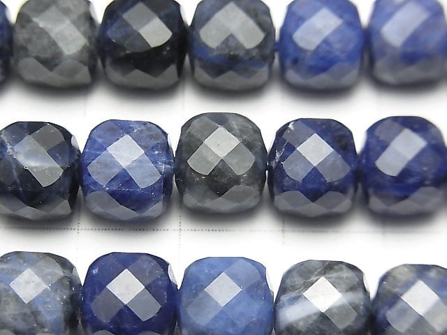 High Quality! Sodalite AA++ Cube Shape 8x8x8mm half or 1strand beads (aprx.14inch / 35cm)