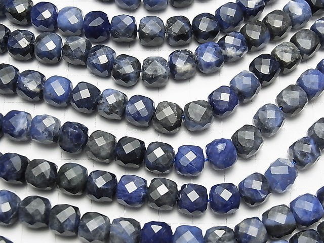 Hochwertiger! Sodalith AA++ Würfelform 8x8x8mm halbe oder 1 Strang Perlen (ca. 14 Zoll / 35 cm)