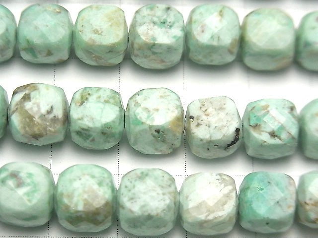 Peru Chrysocolla AA+ Cube Shape 8x8x8mm half or 1strand beads (aprx.15inch / 36cm)