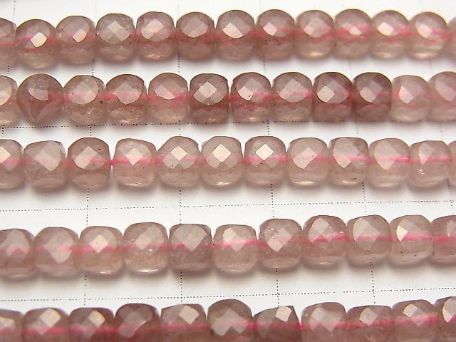 Hochwertig! Rosa Epidot AA Würfelform 4x4mm 1 Strang Perlen (ca. 15 Zoll / 37 cm)