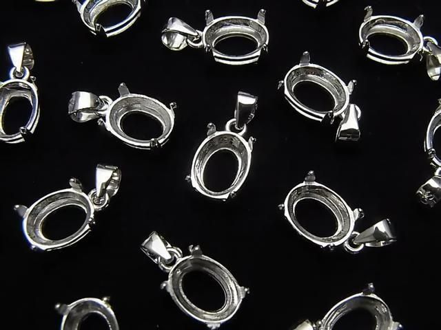 Silber925 Anhängerrahmen Oval Facettiert 8x6mm Rhodiumbeschichtet 1 Stück