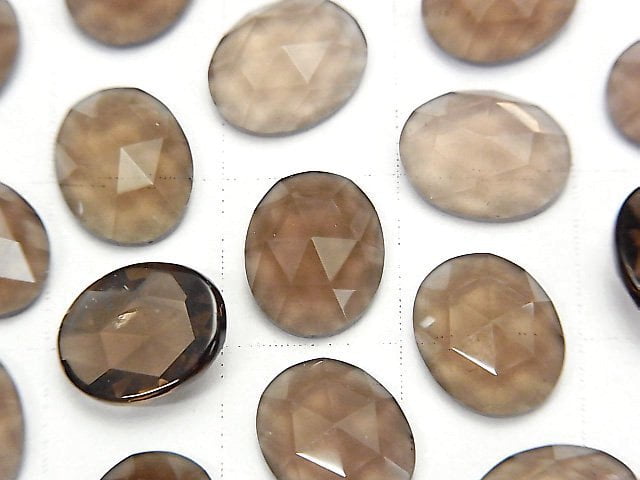 煙晶 AAA 橢圓玫瑰切割 10x8mm 3顆