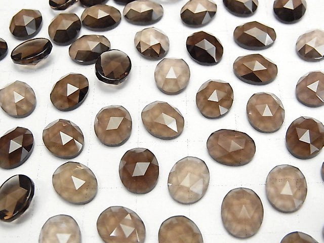 Rauchquarz AAA Oval Rose Cut 10x8mm 3Stücke