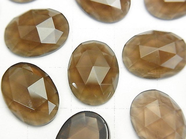 煙晶 AAA 橢圓玫瑰切工 16x12mm 2顆
