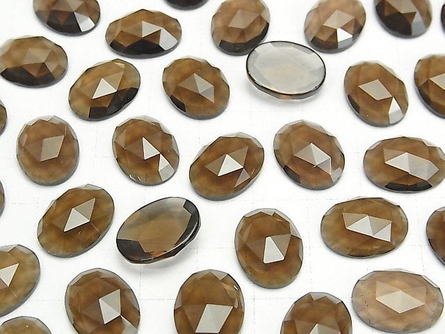 Rauchquarz AAA Oval Rose Cut 16x12mm 2 Stück