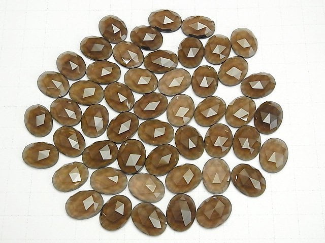 Rauchquarz AAA Oval Rose Cut 16x12mm 2 Stück
